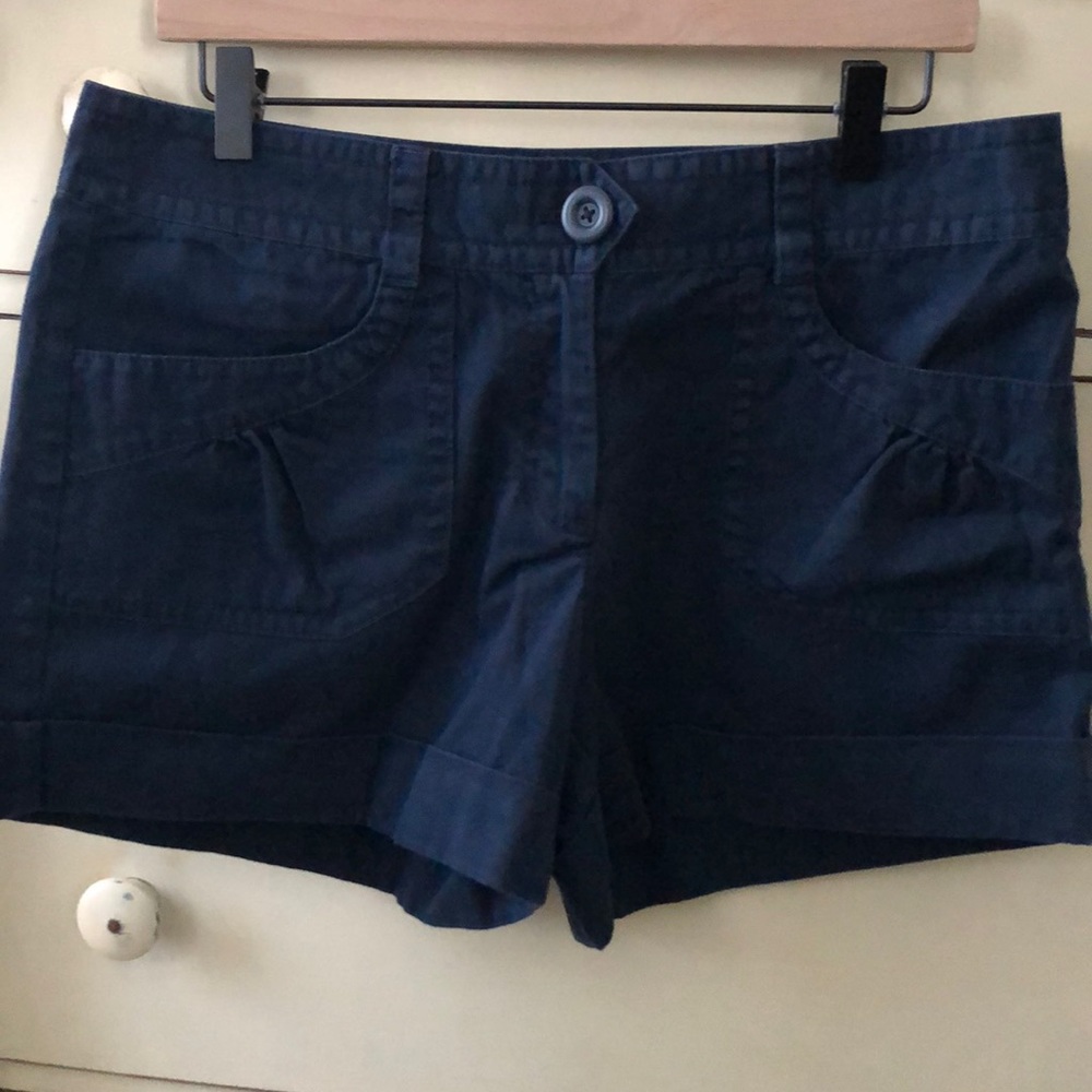 LOFT Navy Cotton Cuffed Shorts